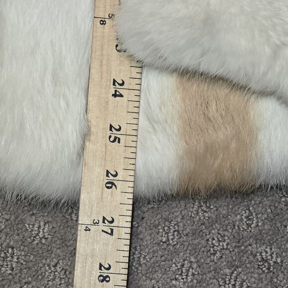 Genuine Rabbit Fur Jacket Cream & Tan French Origin Satin Lined Hook & Eye Med - Picture 7 of 14